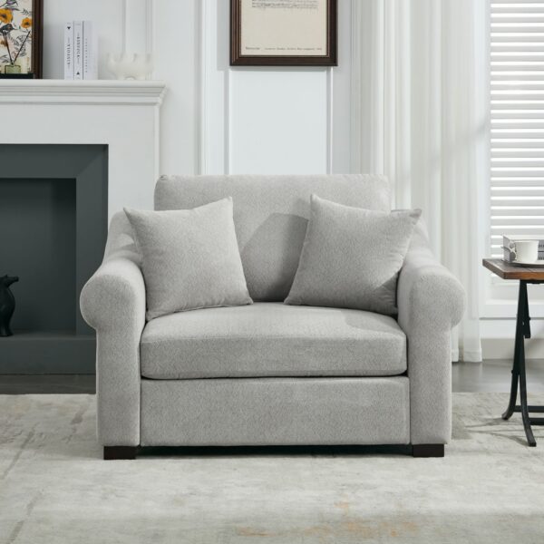 Modern Chenille Oversized Armchair, Chair And A Half, Single Sofa For Bedroom, Living Room, Wide - Light Gray