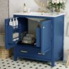 Bathroom Vanity With Single Sink, Combo Cabinet Undermount Sink, Bathroom Storage Cabinet With 2 Doors And A Drawer, Soft Closing, Multifunctional Storage, Solid Wood Frame - Blue - Image 3