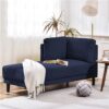 Mid-Century Modern Linen Corner Lounge Chair, Upholstered Indoor Chaise Lounge, Sleeper Sofa Bed - Blue - Image 13