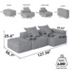 Modern Oversized Modular Sectional Sofa With Ottoman, Seat, Chaise Lounge And Armrest, Sparkling Chenille Fabric Soft Cushion Sofa With 4 Pillows, 4 Pieces Diy Combination Tufted Sofa, No Assembly Required - Beige - Image 7