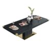 Top Dining Table With Gold Finish Corner, Pillar And Gold Finish Stainless Steel Base - Black - Image 4