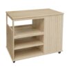 Kitchen Island Cart, Rolling Serving Utility Trolley Cart Modern Kitchen Island With Storage Drawer Wine Rack Lockable Casters, Kitchen Cart For Kitchen, Dining Room, Bar Living Room - Natural - Image 9