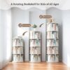 5 Tier Rotating Bookshelf, 360° Spinning Design, Space Saving Storage, For Home And Office - White - Image 6