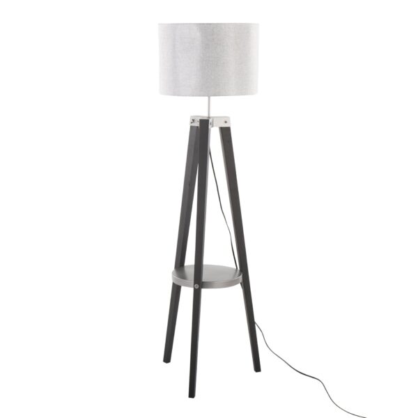 Compass - Mid-Century Modern Floor Lamp With Shelf - Black / Silver / Gray