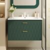 Wall Mounted Bathroom Vanity With Resin Sink, Floating Bathroom Storage Cabinet With 2 Drawers, Bathroom Cabinet - Green - Image 18