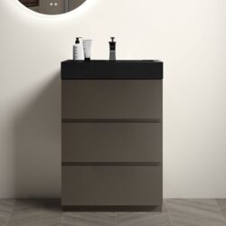 Alice - 24" Bathroom Vanity With Sink, Large Storage Freestanding Bathroom Vanity For Modern Bathroom, One-Piece Black Sink Basin Without Drain And Faucet - Black / Gray