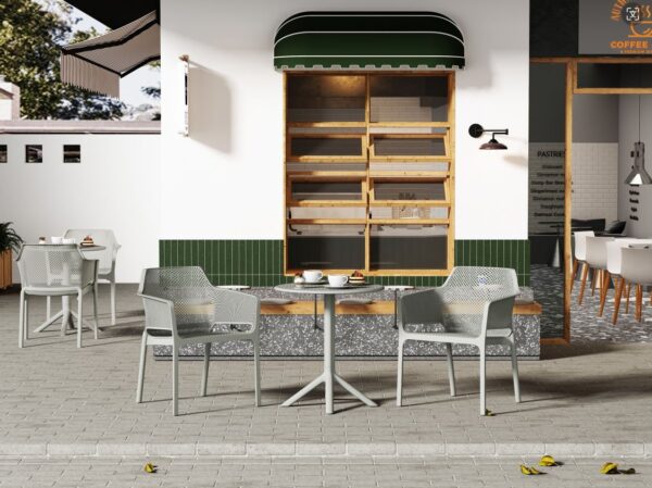 3 Piece Plastic Arm Chair Bistro Grs Premium Ocean Plastic - Light Gray