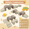 Indoor Soft Foam Climber Play Sets 7 In 1, Soft Play Equipment Climb And Crawl Playground For Toddlers, Kids Crawling And Climbing Active Play Structure - Coffee - Image 3