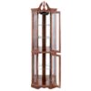 Corner Curio Cabinet With Lights, Adjustable Tempered Glass Shelves, Display Cabinet (E26 Light Bulb Not Included) - Mirrored / Walnut - Image 8