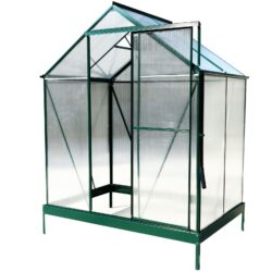 6.3'x4.2'x7' Polycarbonate Greenhouse, Heavy Duty Outdoor Aluminum Walk-In Green House Kit With Rain Gutter, Vent And Door For Backyard Garden - Green