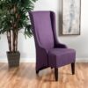 Fabric Dining Chair With High Back And Birch Wood Legs - Plum - Image 2