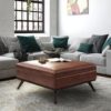 Owen - Extra Large Square Coffee Table Storage Ottoman - Distressed Saddle Brown - Image 8