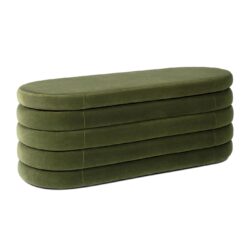 Fuji - Upholstered Oval Storage Bench - Olive Green