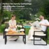 Modern 4 Piece Patio Furniture Set With Acacia Wood Table Top And Beige Cushions - Brown - Image 6