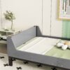 Twin Bed With Headboard, Footboard, Safeguards, Built-In Bed-End Book Storage Rack - Gray - Image 16