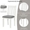 7 Piece Dining Table Set Retro Style With Extendable Table And 6 Upholstered Chairs - Antique Brown / White - Image 8