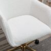 Modern Teddy Fabric Material Adjustable Height 360 Revolving Home Office Chair With Gold Metal Legs And Universal Wheel For Indoor - White - Image 2