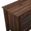 Modern Farmhouse 2 Door Glass Windowpane 70" Fireplace TV Stand For 80" TVs - Dark Walnut - Image 3
