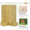 Outsunny - Freestanding Outdoor Privacy Screen, 4 Self-Draining Planters / Raised Garden Beds, 3 Hinged Panels For Hot Tub, Patio, Backyard, Deck - Natural - Image 5