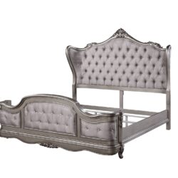 Ariadne - California King Velvet Bed - Antique Silver