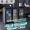 Beverage Refrigerators Cooler 53" 3 Glass Door Back Bar, 480 Cans Commercial Display Bar Fridge For Beer Wine And Drink 11.3 Cu.Ft - Black - Image 6