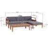 Bianca - Outdoor 3 Seater Sofa Chat Set With Ottoman - Teak - Image 3