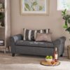 Hayes - Contemporary Armed Storage Bench With Rolled Arms And Button Tufting - Dark Gray - Image 5