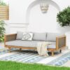 Claremont - 3 Seater Daybed With Rattan Arms - Light Gray - Image 2
