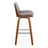 Corazza - Mid-Century Modern Fixed Height Barstool With Swivel With Square Footrest (Set of 2) - Walnut / Light Gray - Image 3