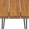 Zion - Industrial Wood And Metal Rectangular Bench With Faux Live Edge Design - Teak - Image 9