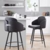 Dahlia - Contemporary Fixed Height Counter Stool With Round Footrest (Set of 2) - Black - Image 8