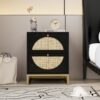 Allen - 2 Drawer Side Table, Display Rack For Bedroom And Living Room, Nightstand Side Table Bedroom Storage Drawer Bedside End Table - Black / Beige - Image 2