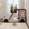 Fun Play Design Twin Size Car Bed, Kids Platform Bed In Car Shaped For Kids Boys Girls Teens - White / Orange - Image 2