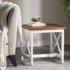End Table, Farmhouse Side Table, Indoor Outdoor - Brown / White - Image 3