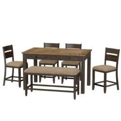 Velvety - 6 Piece Gathering Dining Set - Brown