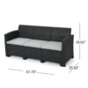 Outdoor 3 Seater Rattan Sofa With Water Resistant Cushions - Gray - Image 2