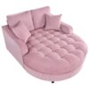 Modern Chaise Lounge Sofa Bed Upholstered Sofa Couch With Tufted Seat And Detachable Pillows For Living Room - Pink - Image 12