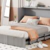 Full Size Murphy Bed With Drawer And A Set Of Sockets & USB Ports, Pulley Structure Design - Gray - Image 21