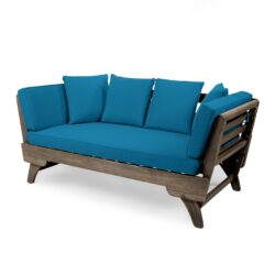 Ottavio - Convertible Sofa Daybed With Water Resistant Cushions - Gray / Teal