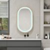 Oval Medicine Cabinet Mirror Bathroom Mirror With Storage Wall Mounted Medicine Mirror Cabinet With LED - Golden - Image 6
