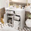 Bathroom Vanity With Resin Sink Combo, Frame Bathroom Storage Cabinet, Freestanding Vanity Set With 3 Drawers & Adjustable Shelf - White - Image 2