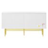 Modern Elegant 4 Door Sideboard Gold Metal Handle Buffet Cabinet For Dining Room, Living Room, Bedroom, Hallway - White - Image 16