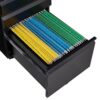 Contemporary 3 Drawer Mobile Filing Cabinet With Lock, Metal Office Storage For Legal / Letter Size - Black - Image 15
