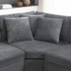 Convertible L Shaped Sectional Corner Couch With Armrest Storage Cup Holders USB Charger, Irregular Corner Oversized Comfy Modular Sofa - Gray - Image 10
