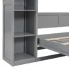 Full Size Murphy Wall Bed With Shelves And LED Lights - Gray - Image 13