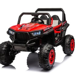 12V7A*1 30W*4 Four-Wheel Drive Leather Seat One Button Start, Forward And Backward, High And Low Speed, Music, Front Light, Power Display, Two Doors Can Open, 2.4G R / C, Seat Belt Four Wheel Absorber - Red