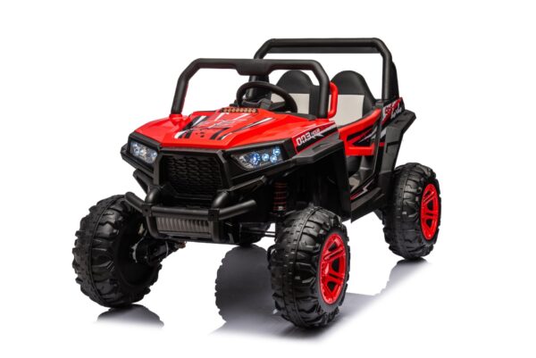 12V7A*1 30W*4 Four-Wheel Drive Leather Seat One Button Start, Forward And Backward, High And Low Speed, Music, Front Light, Power Display, Two Doors Can Open, 2.4G R / C, Seat Belt Four Wheel Absorber - Red