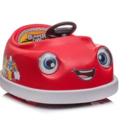 Bumper Car For Kids, 12V Dual Drive 1-6 Years Old Children's Electric Car With Pushrod Dinner Plate USB Bt Music Rocking Horse Mode Anti-Collision Bumper Ride On Car - Red