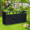 Garbage Bin Shed Stores 3 Trash Cans Metal Outdoor Bin Shed For Garbage Storage, Stainless Galvanized Steel, Bin Shed For Garden Yard Lawn W540S00009 - Charcoal - Image 2
