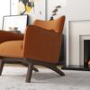 Brayden - Mid-Century Modern Velvet Armchair - Burnt Orange / Wood - Image 10